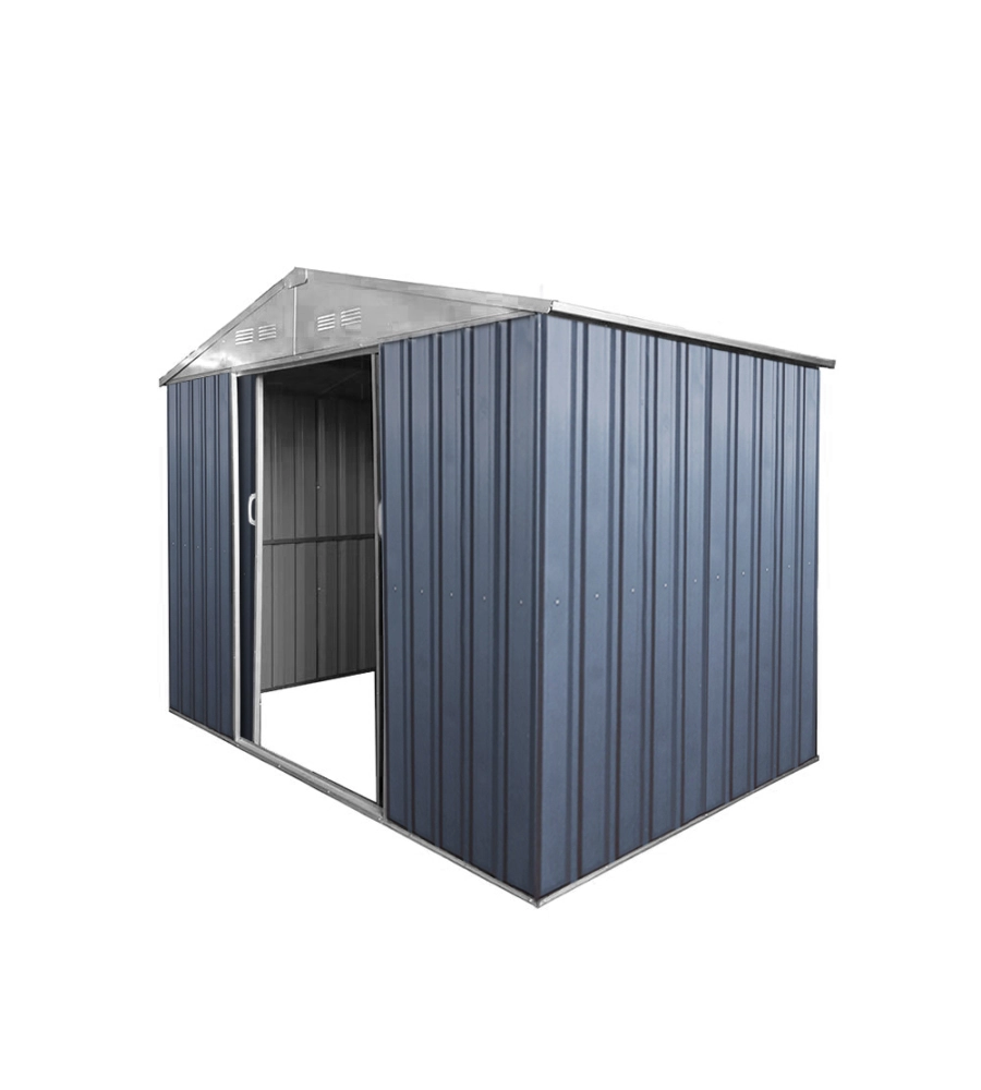 Casetta in lamiera zincata domus "xl" grigia con porte scorrevoli 268x300x194 cm